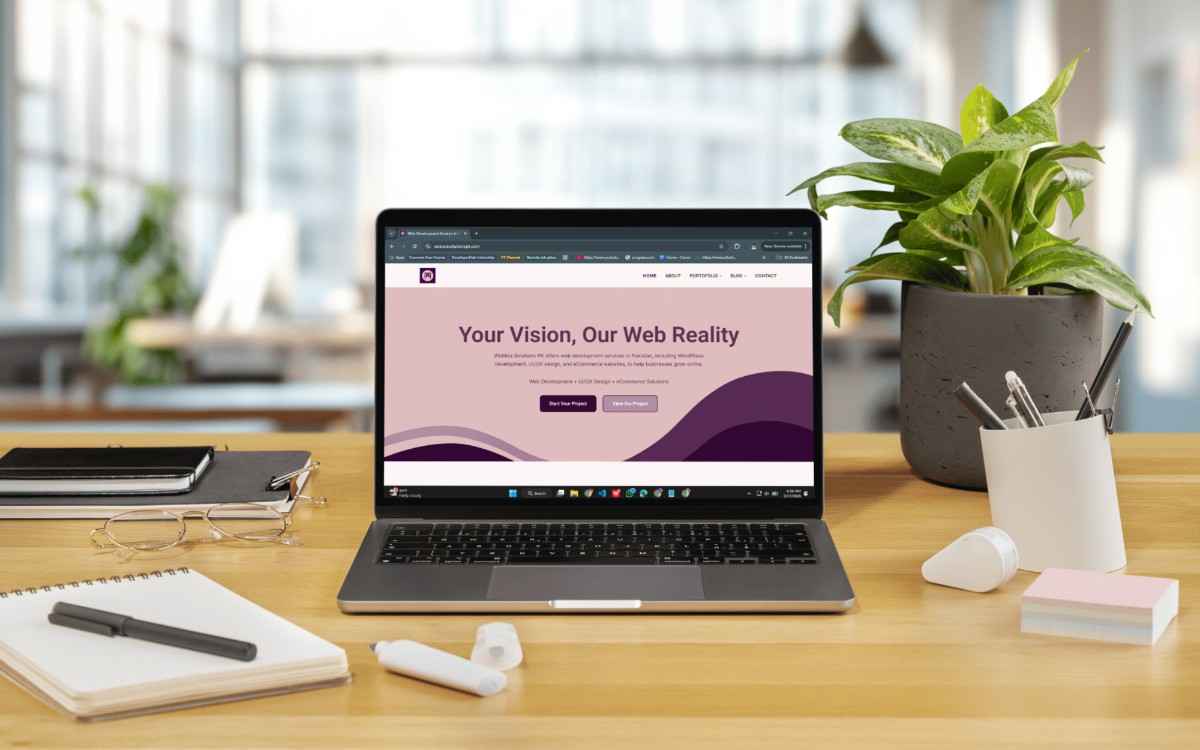 Web development services in Pakistan by Webera Solutions showing modern WordPress website design on laptop